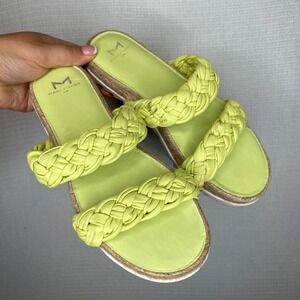 Marc Fisher LTD Womens 7.5 Sandals Braided Straps Espadrille Platform‎ Green